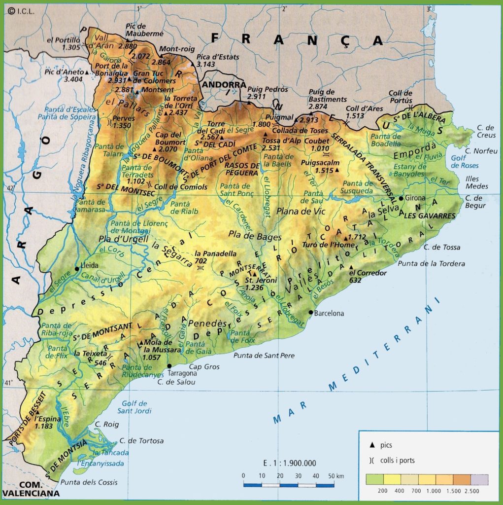Peta Topografi Katalunya (Sumber: WorldMaps)
