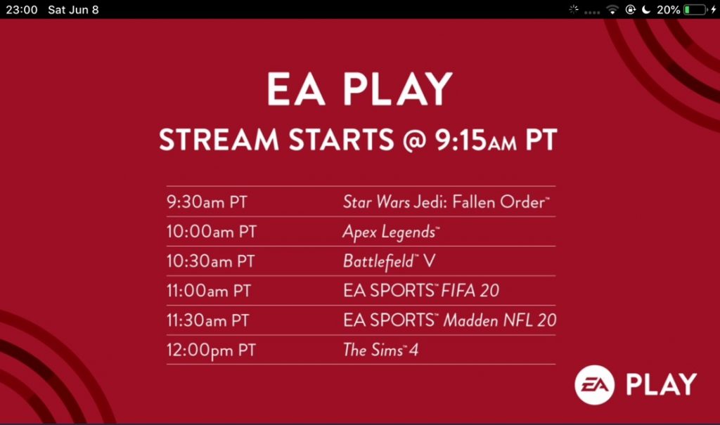 E3 Schedule